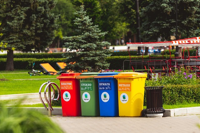 trois poubelles rangées dehors